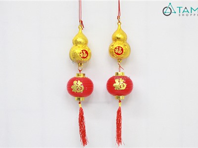 Set 2 dây hồ lô treo lồng đèn đỏ chữ Phước D30cm T-DTRT-63